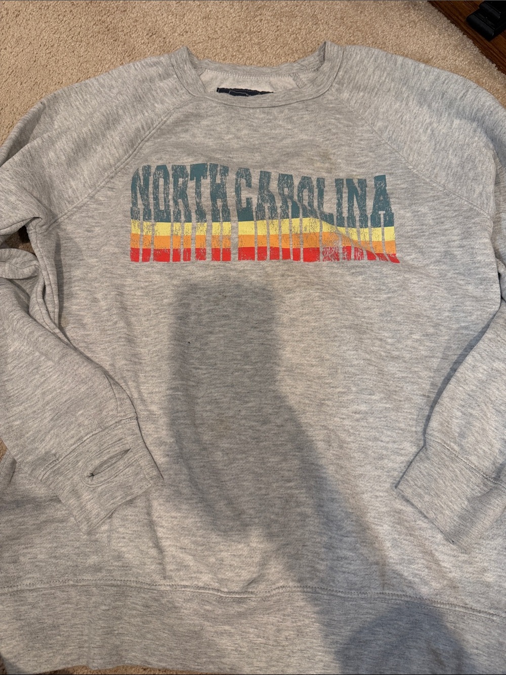 State of Mine North Carolina Graphic Crewneck Sweatshirt - Light Gray Sz small